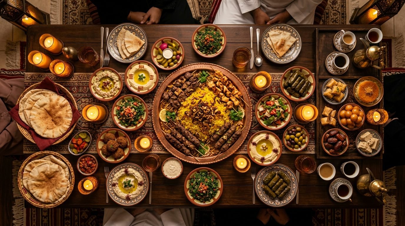 Authentic Bahraini cuisine spread