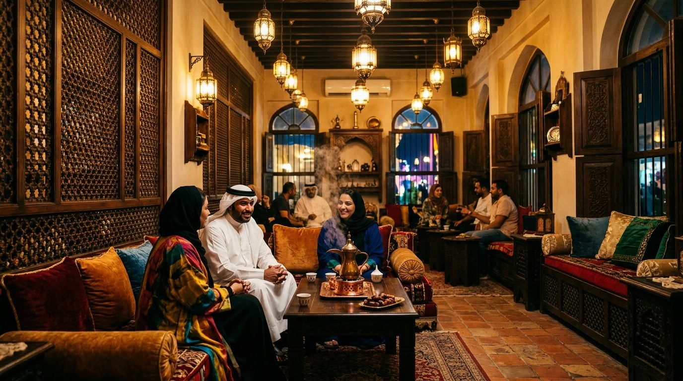 al-salamonline café interior — warm Bahraini atmosphere